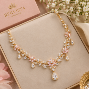 Luxury gold floral necklace by Rekvista Jewellery