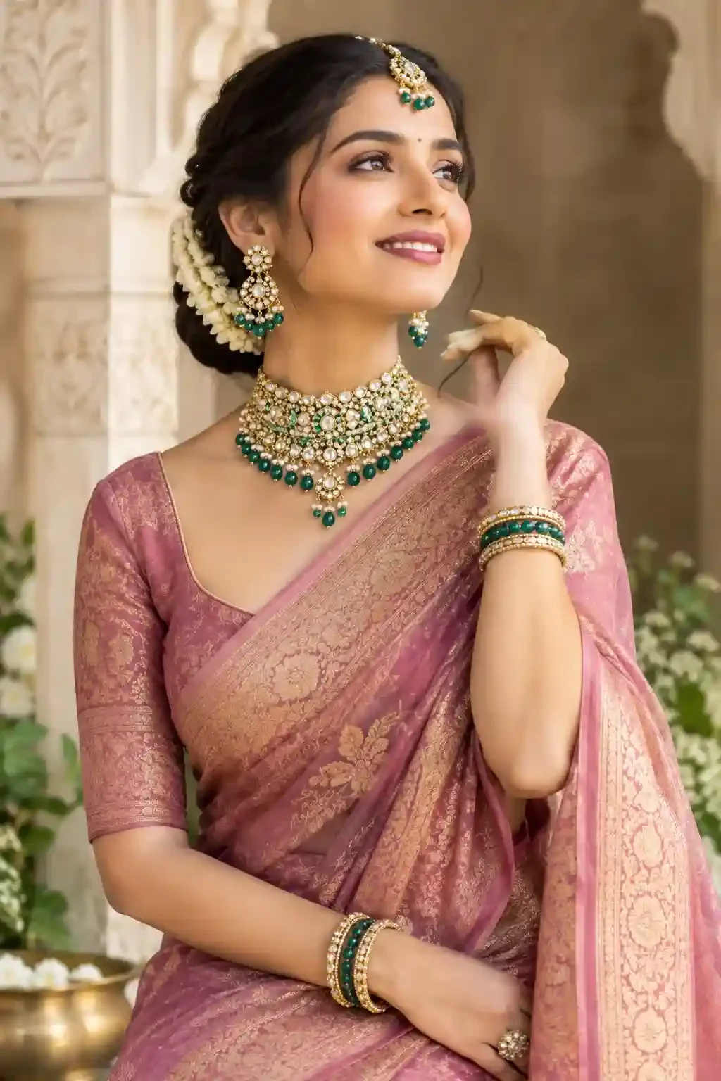 Bride wearing Rekvista jewellery